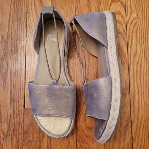 Eileen Fisher Metallic Espadrille Flats Sandals 7.5‎ MEWS Gold Open Toe Comfort